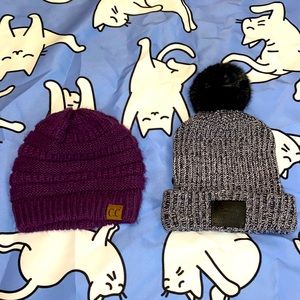 Beanie Bundle! (CC Purple & LoveYourMelon Grey w/ Removable PomPom)